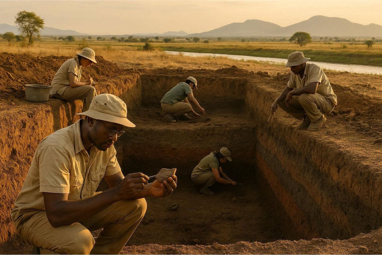 An active archaeological excavation at an open-air site in rural Malawi.