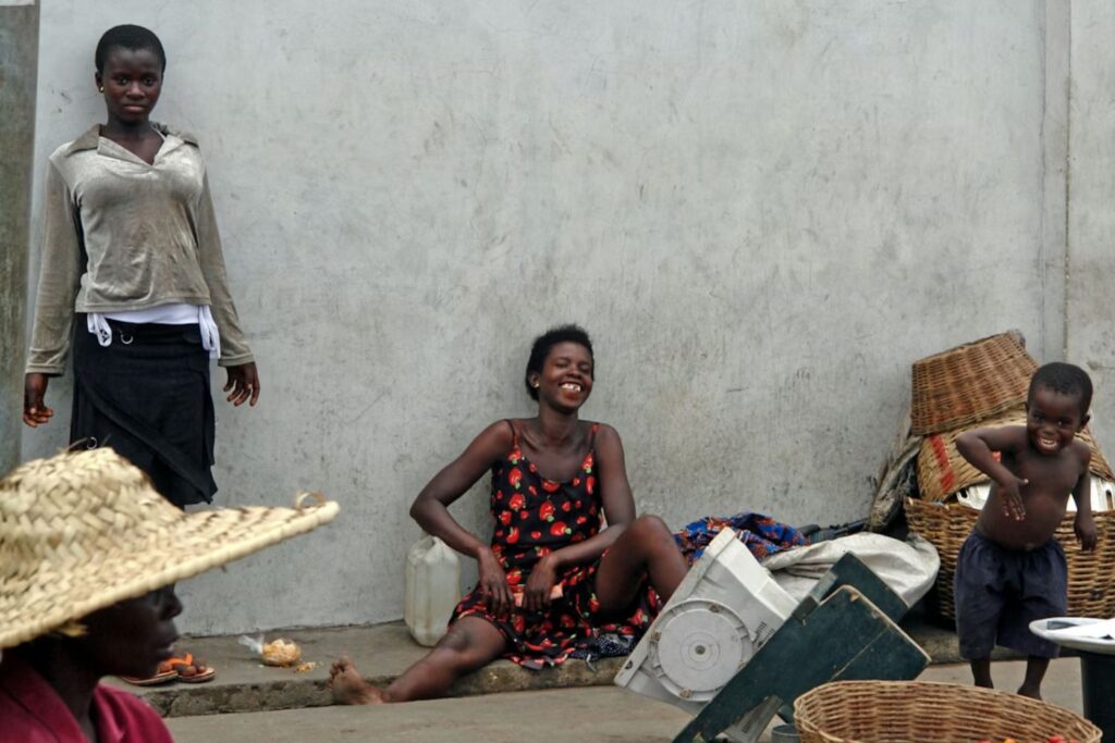 A typical village home outdoors in rural Malawi.