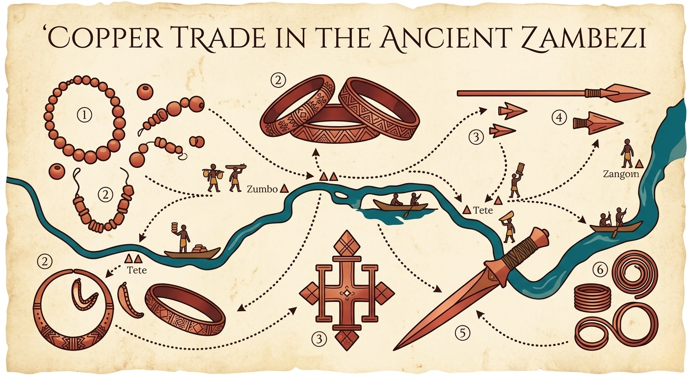 Copper objects recovered from the Mankhamba excavation