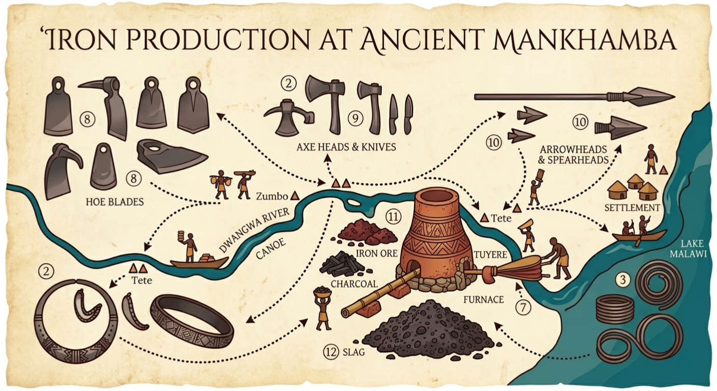 Iron objects and slag from the Mankhamba site